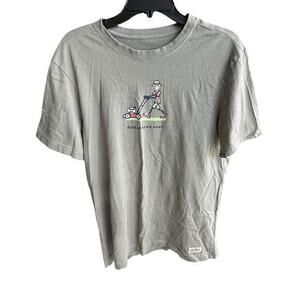 Life Is Good FATHER MOWS BEST Crusher Tee army green NWOT M